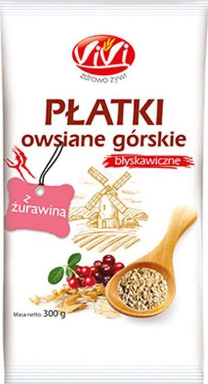 VIVI Płatki owsiane górskie z żurawiną błyskawiczne 300 g