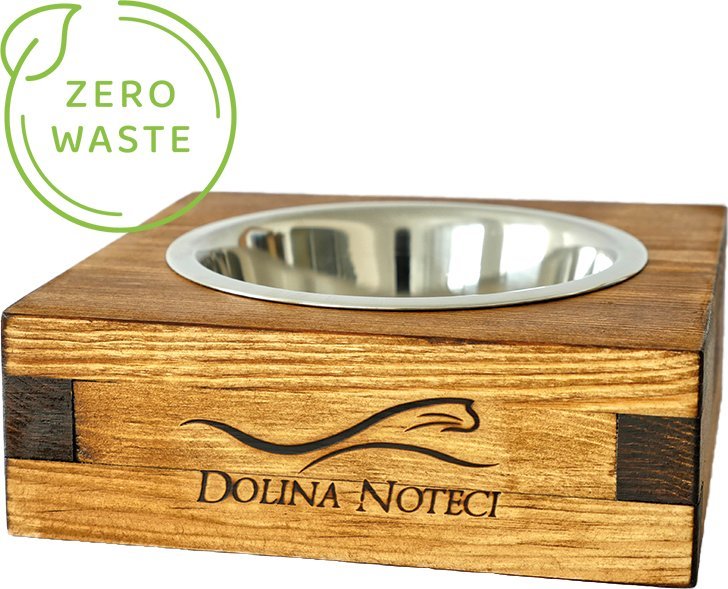 Miska z logo na stojaku drewnianym 0,9 l