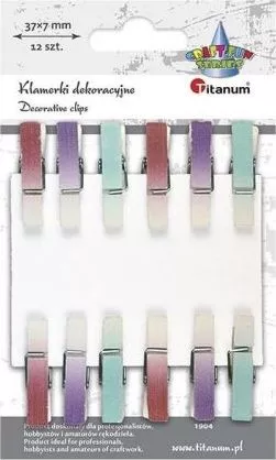 Titanum Ozdoba drewniana Klamerki ombre 7x45mm mix 12szt