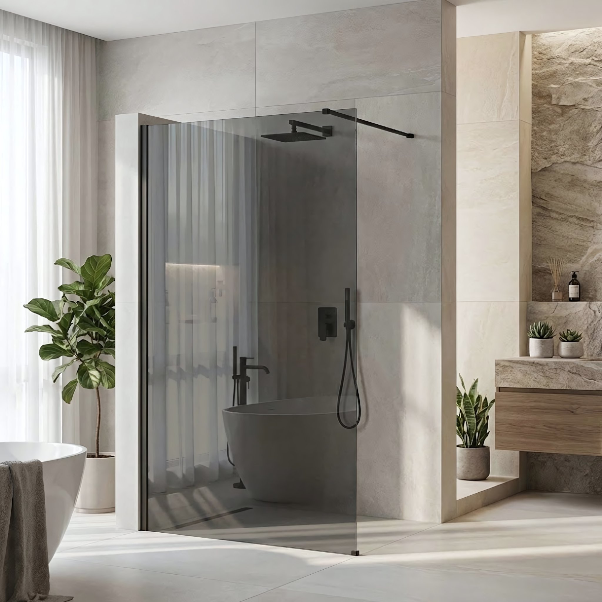 Rea Kabina prysznicowa Walk-In Flexi Grey / Black 120