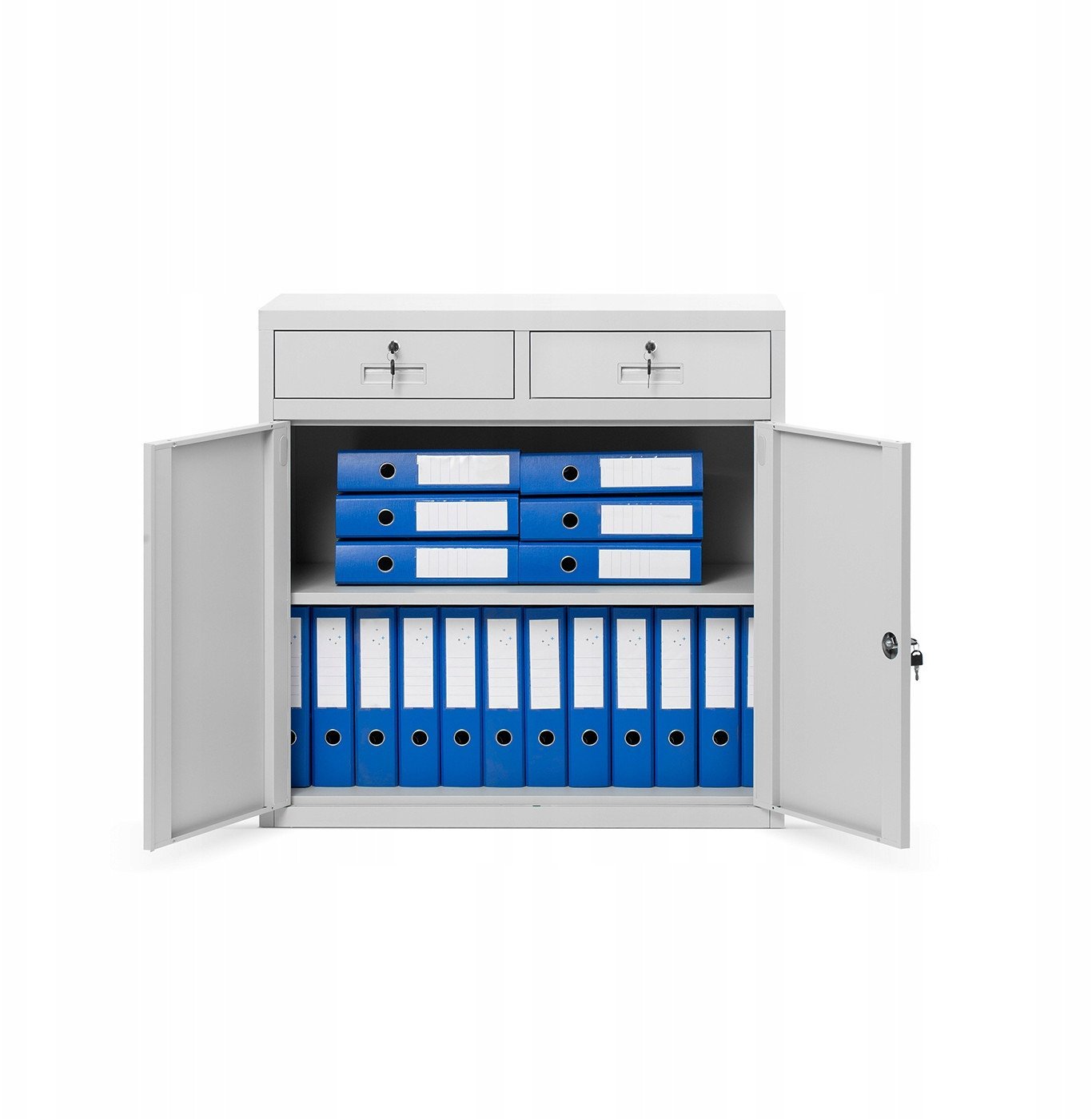Szafka metalowa z szufladami LENA, 900 x 900 x 400 mm, szara