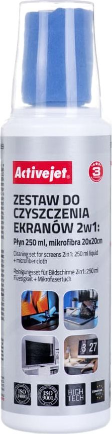 Activejet Zestaw czyszczący płyn + ściereczka do ekranów LCD/LED/PLAZMA (AOC-269)