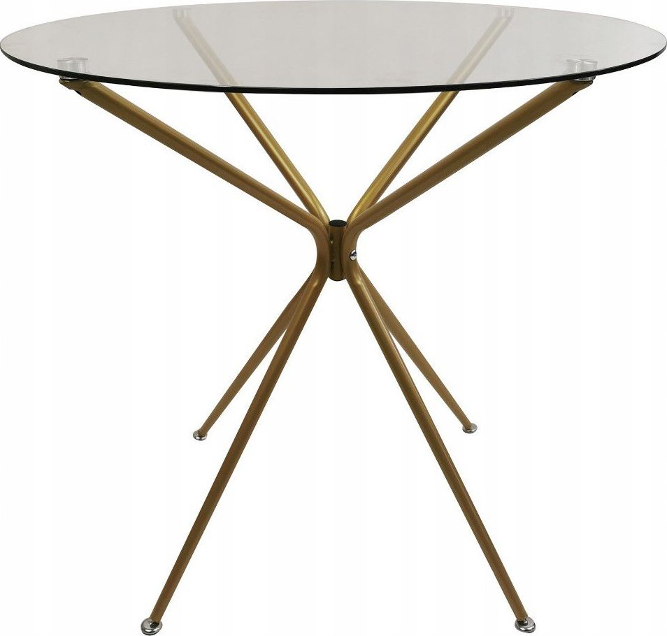 Stół stolik kawowy okrągły STAR fi80 szklany złoty