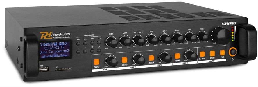 Wzmacniacz 360W 100V Power Dynamics PDV360MP3 one size