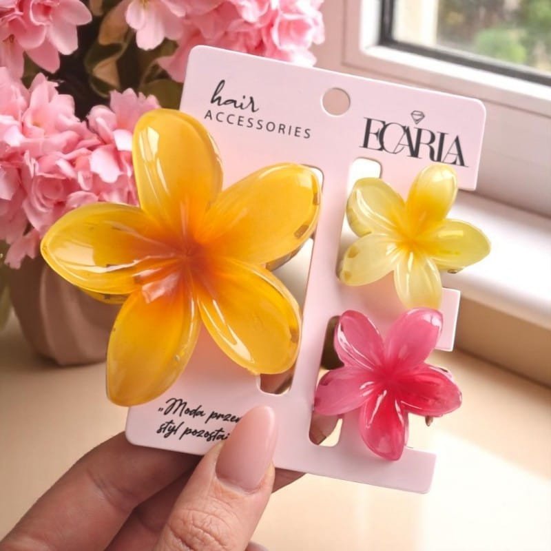 Zestaw spinek do włosów klamer 3w1, kwiat ombre XL + 2 szt. mini spinek SP417