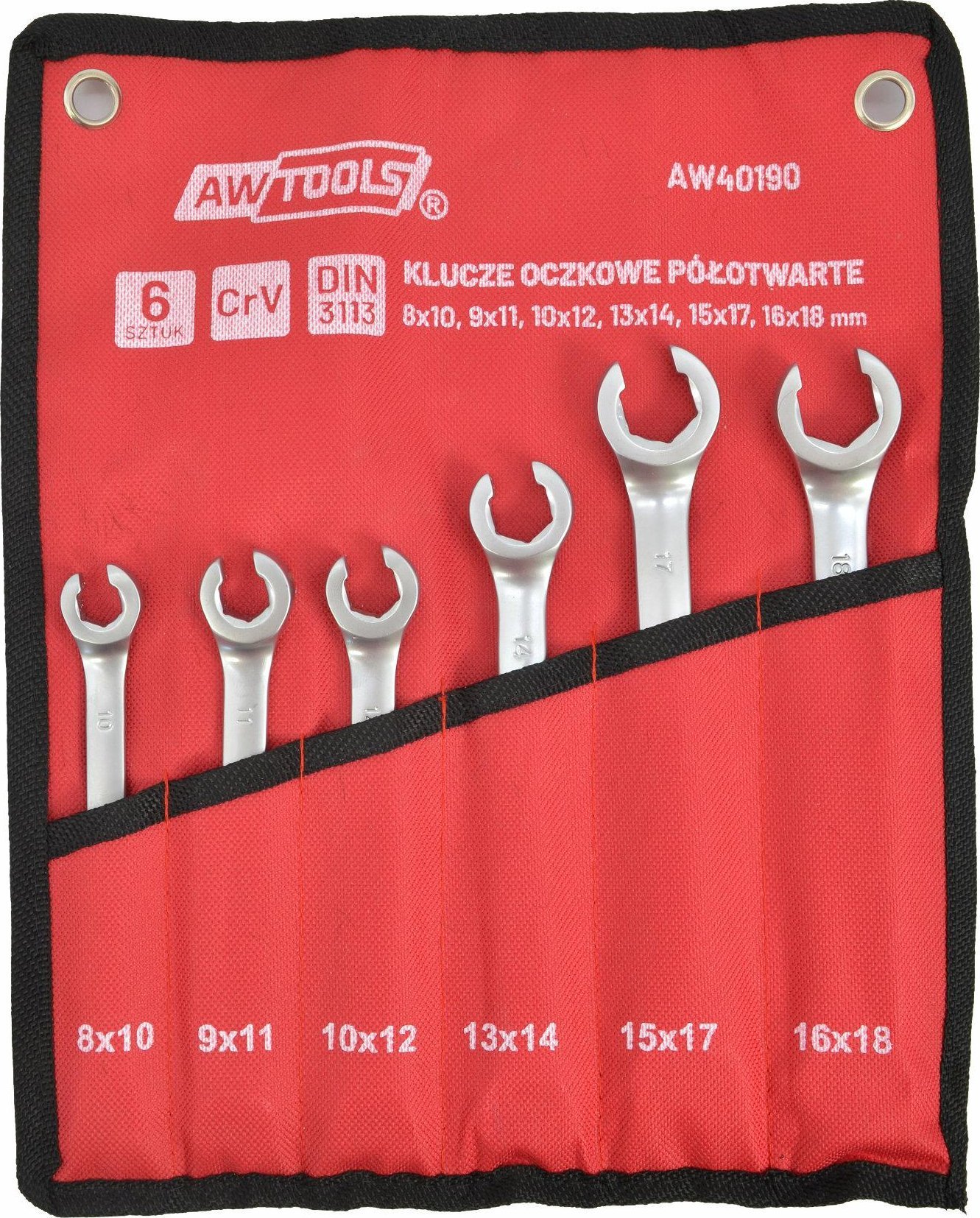 AWTools AWTOOLS ZESTAW KLUCZY PŁASKICH PÓŁOTWARTYCH KPL.6szt.