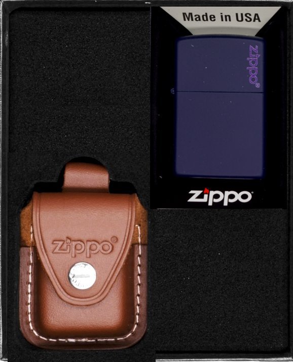 Zestaw ZIPPO Zapalniczka NAVY BLUE MATTE LOGO Prezentowy No2