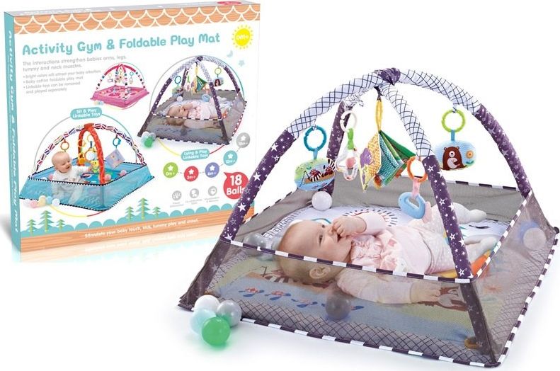 Mata Edukacyjna z pałąkami Kojec Basen z piłeczkami szara