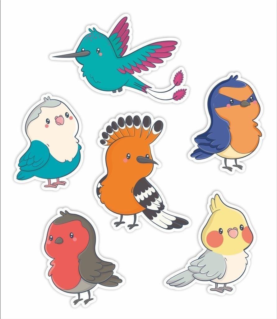 LearnHow Dekoracje okienne dwustrone - Ptaszki 02 6szt