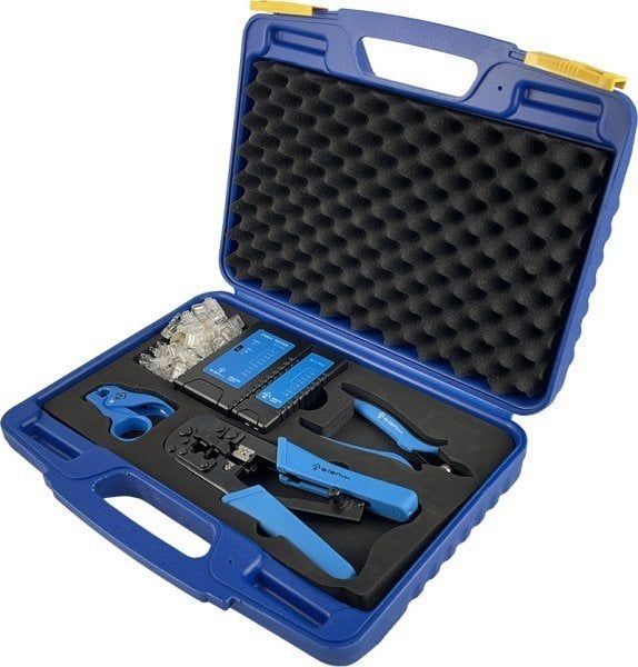 Zestaw narzędzi Alantec Specjalistyczny zestaw narzędzi instalatorskich w walizce (tester, nóż LSA, zaciskarka, stripper, obcinaczki) (NI059)