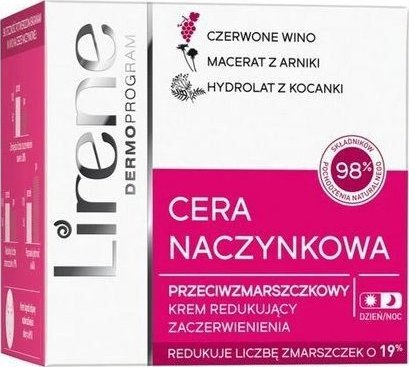 Lirene Lirene, Cera Naczynkowa Krem przeciwzmarszczkowy redukujący zaczerwienienia na dzień, noc, 50 ml - Długi termin ważności!