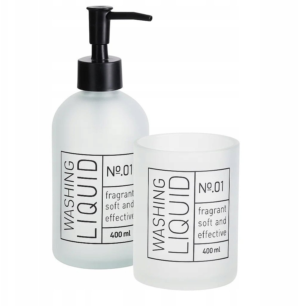 Szklany dozownik do mydła i kubek na szczoteczki ONYX