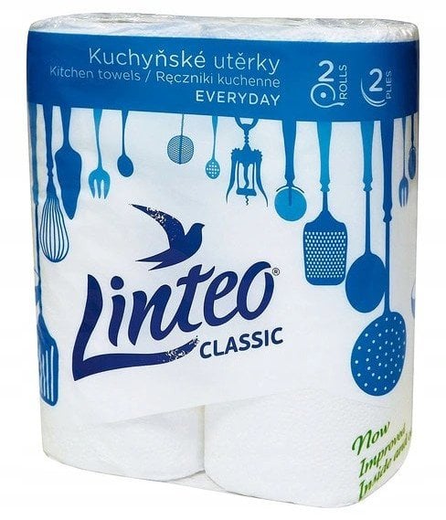 Spoco Linteo Classic - ręcznik kuchenny w roli, biały, celuloza - 2 rolki