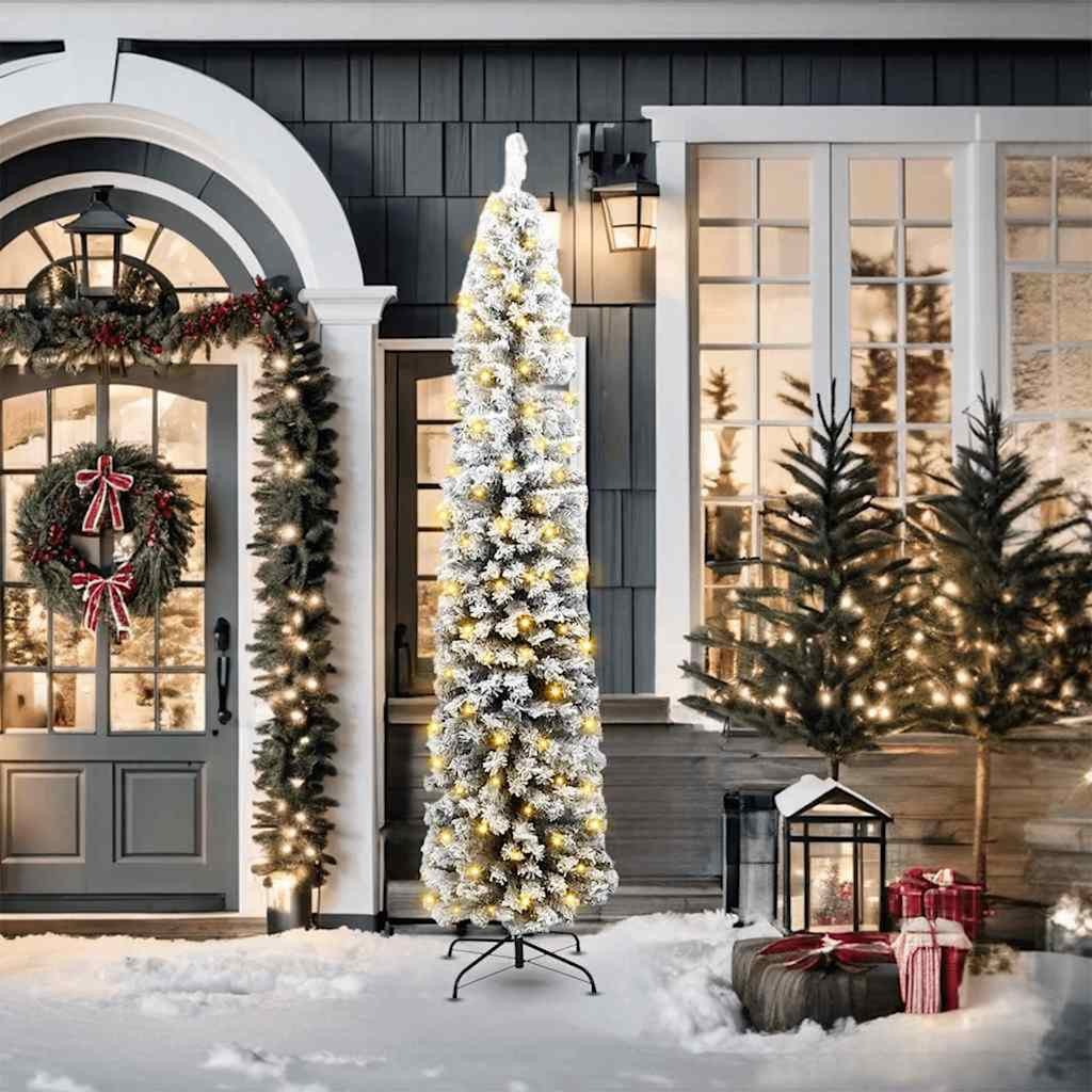 vidaXL Szczupła Choinka Zielony 55 x 55 x 210 cm Plastik i metal