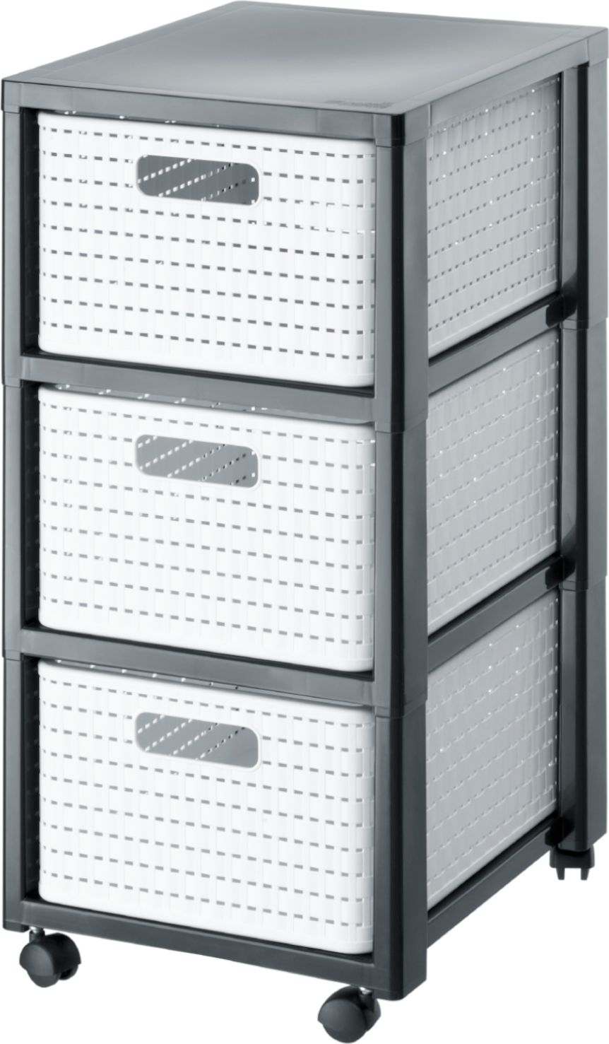 Rotho Regał na kółkach z 3 szufladami Country biały-antracyt