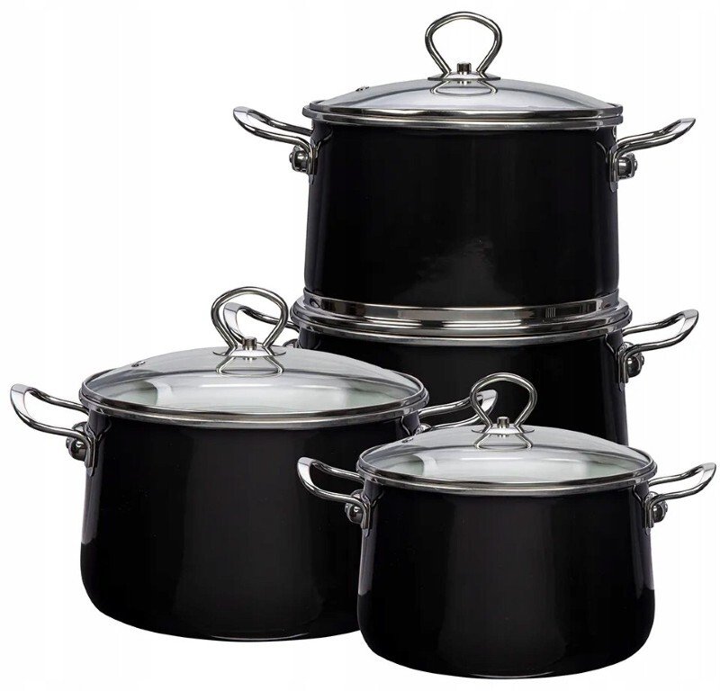 Lumarko emaliowane indukcyjne garnki zestaw czarny Altom Design Izydor