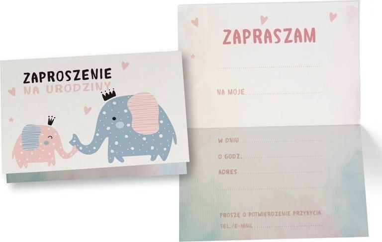 KUKARTKA Zaproszenie ZZ-078 Słoniki (5 szt.)