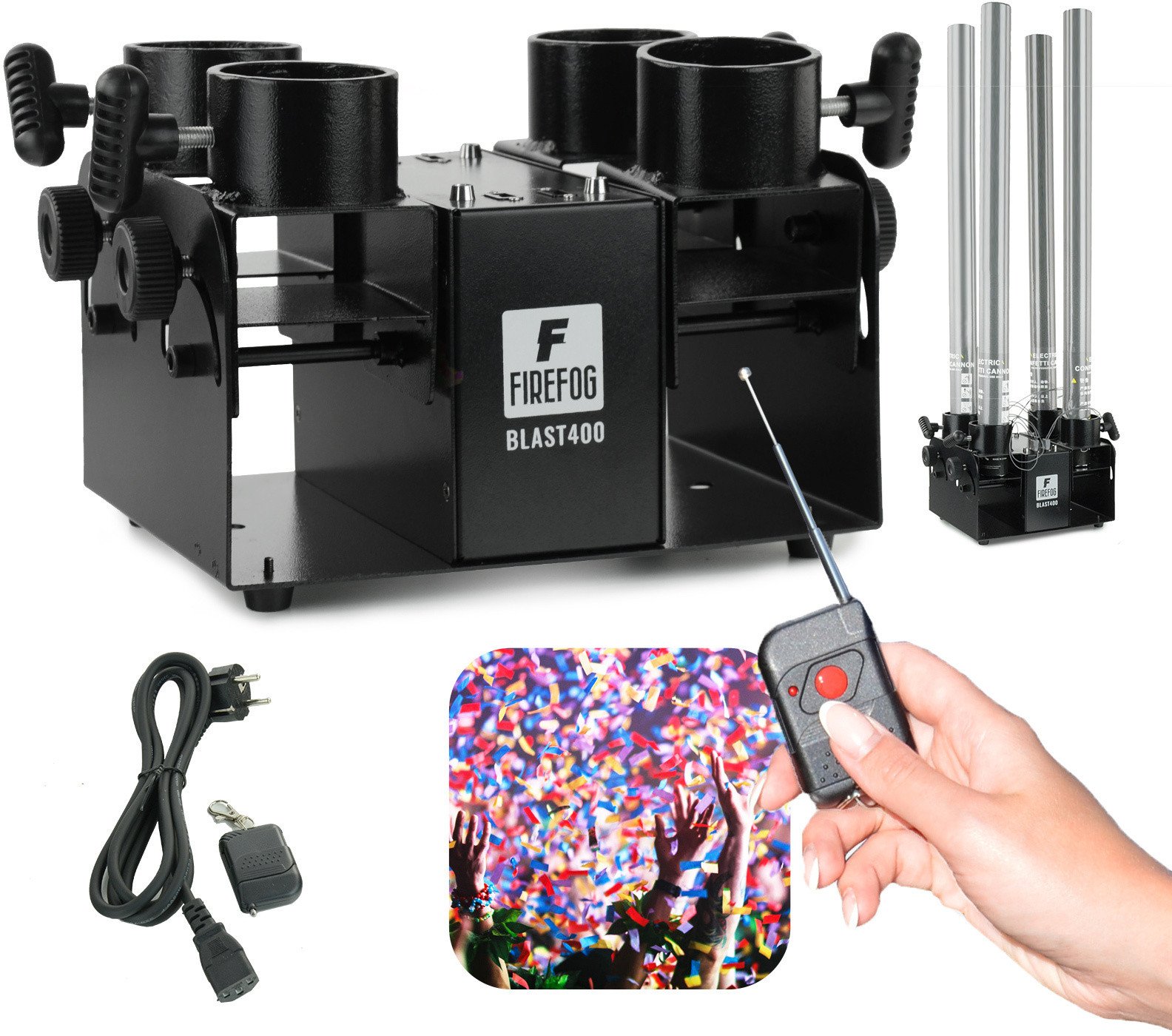 Poczwórna elektryczna wyrzutnia konfetti BLAST400 Firefog one size