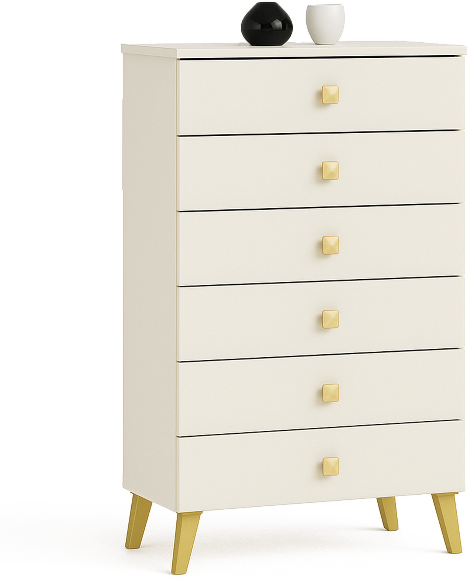 Fabryka Mebli Akord Komoda do salonu MOBI 60 cm 6 szuflad szafka glamour - kaszmir złoty