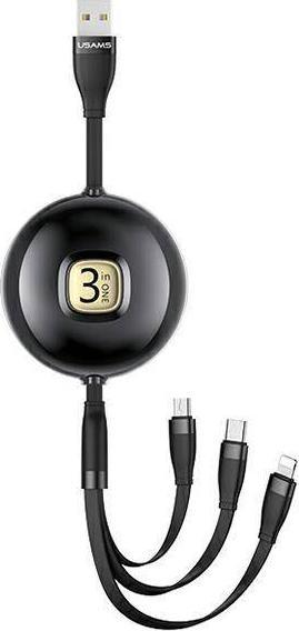 Kabel USB Usams USB-A - Lightning 1 m Czarny (Usa001133)