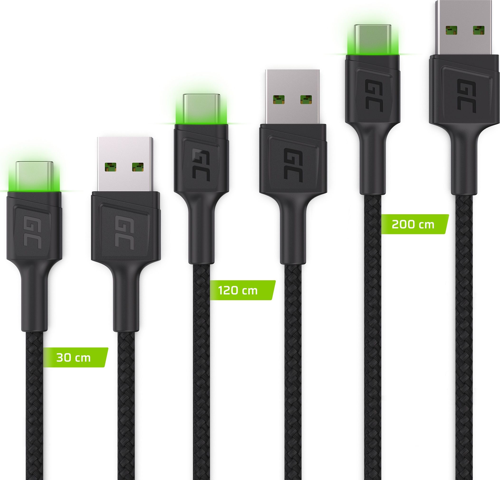 Kabel USB Green Cell USB-A - USB-C 2 m Czarny (KABGCSET01)