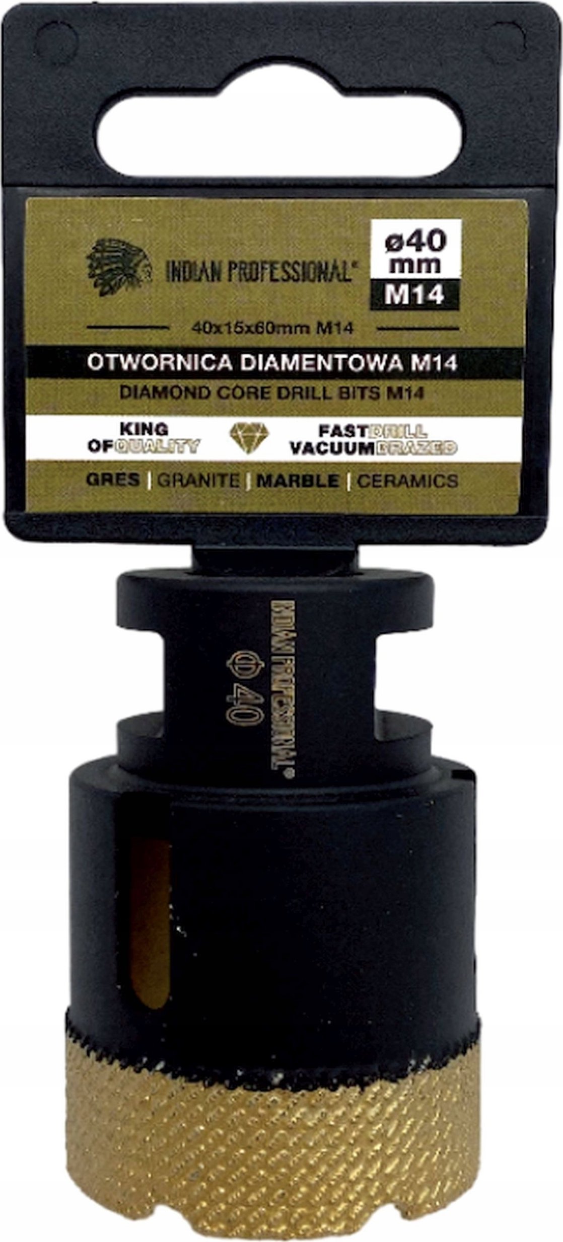 INDIAN PROFESSIONAL KORONA DIAMENTOWA M14 40mm WIERCENIE NA SUCHO /INDIAN PROFESSIONAL