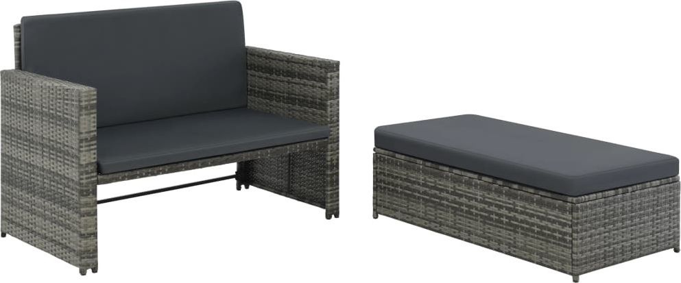 vidaXL 2 częściowy zestaw wypoczynkowy do ogrodu, poduszki, rattan PE szary (44483)