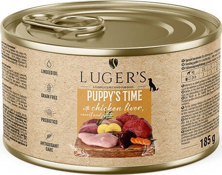 Karma mokra dla psa szczeniaka Luger's Puppy's Time z wątróbką z kurczaka, marchewką i ziemniakiem 185 g