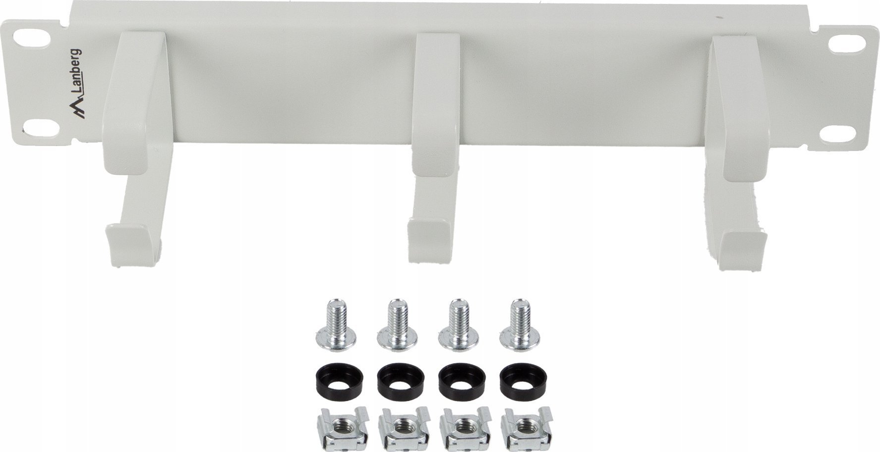 ORGANIZER KABLI 10" 1U Z 3 METALOWYMI UCHWYTAMI TYP B SZARY LANBERG