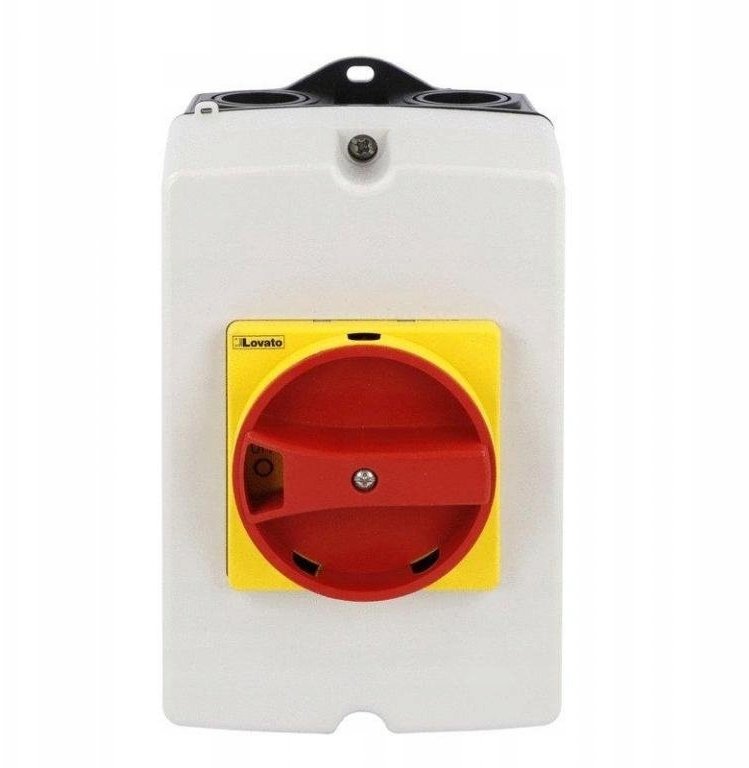 Rozłącznik izolacyjny 3P 16A w obudowie z tworzywa, pokrętło żółto/czerwone GAZ016