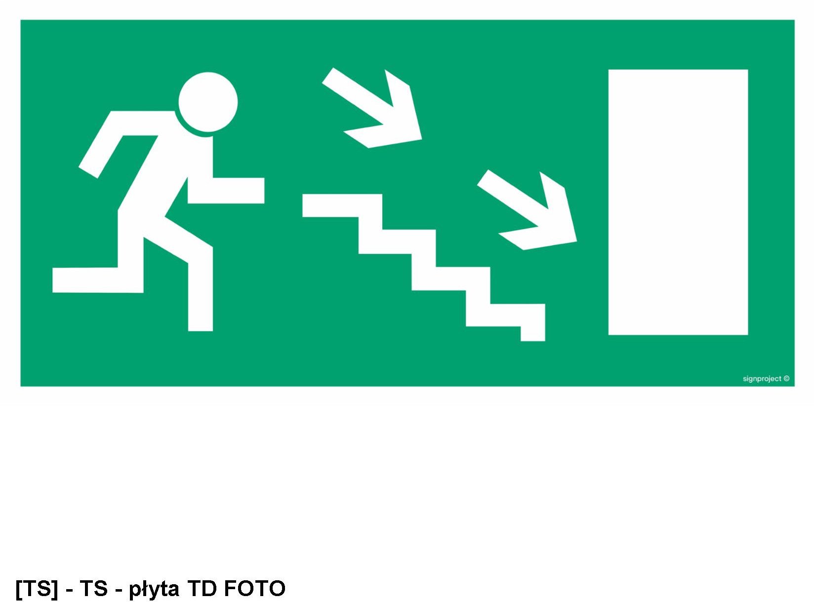 AC017 - Wyjście ewakuacyjne w prawo schodami w dół 600x300