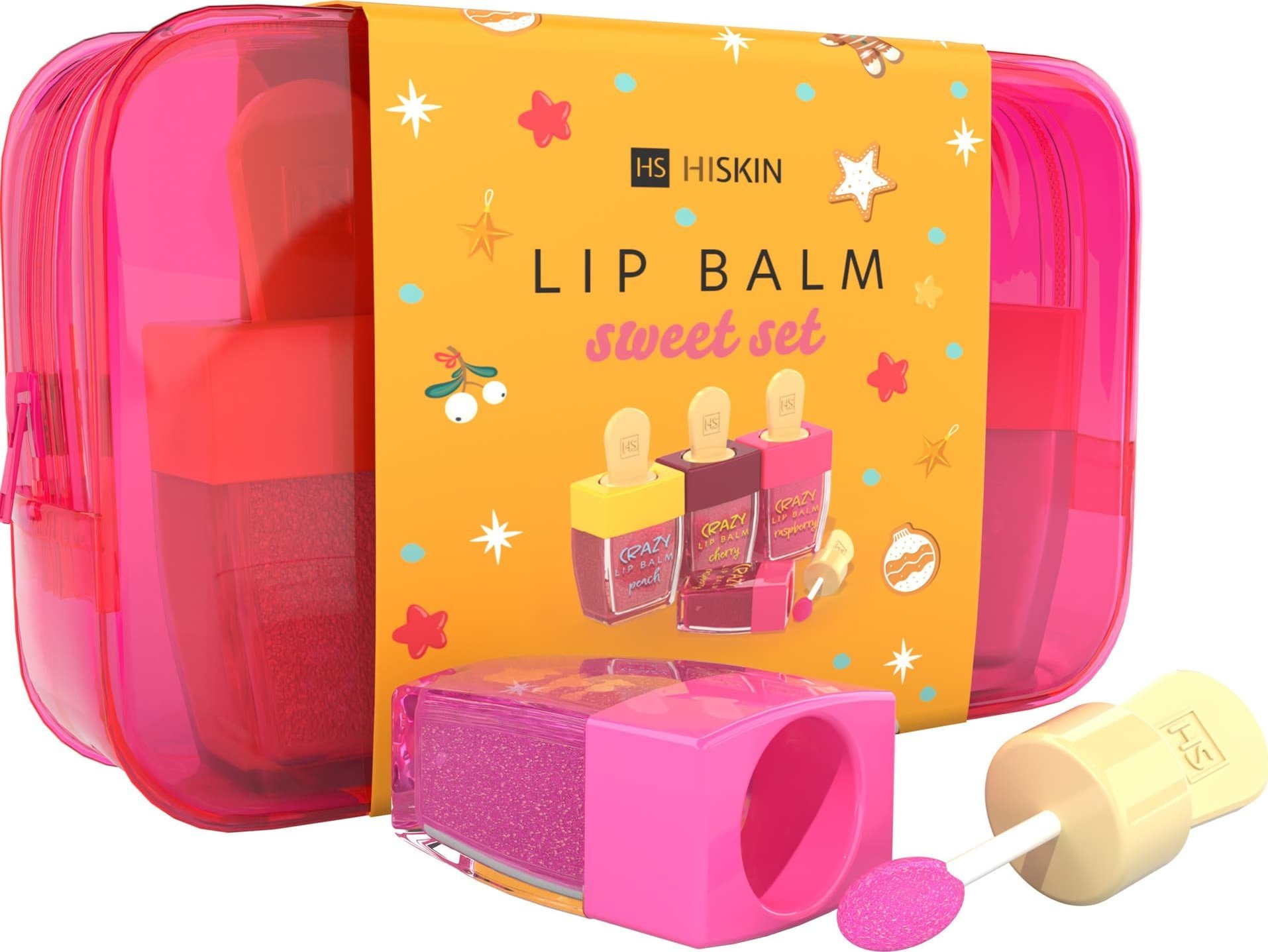 HiSkin HISKIN Crazy Zestaw Balsamów do ust Sweet Set (3 szt.)- kosmetyczka