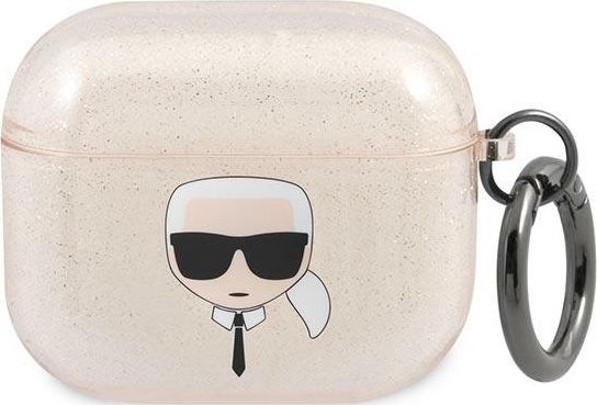 Karl Lagerfeld Etui ochronne KLA3UKHGD Glitter Karl`s Head do AirPods 3 złote