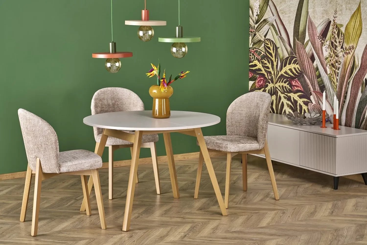 Stół rozkładany RUBEN 102(142)x102 kaszmirowy/buk HALMAR