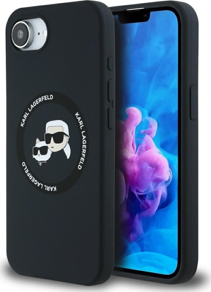 Etui Karl Lagerfeld Silicone Karl&Choupette Heads MagSafe do iPhone 16e czarny