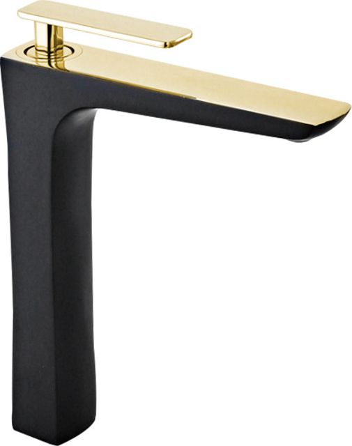 Bateria umywalkowa Mexen Indus stojąca czarny mat + złoto