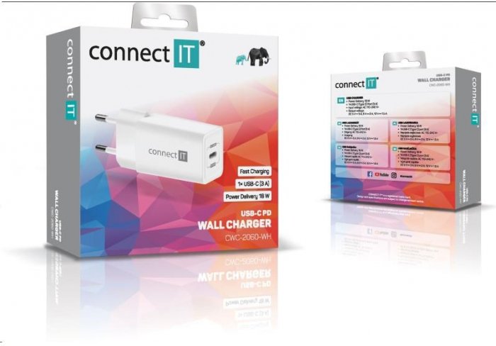 Ładowarka Connect IT 18W Biały (CWC-2060-WH)