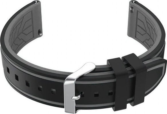 Pasek gumowy do zegarka U14 - czarny/szary - 24mm