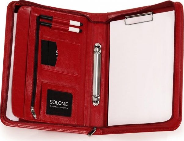 Solome SKÓRZANA AKTÓWKA TECZKA NA DOKUMENTY BIWUAR SOLOME A5 CZERWONA