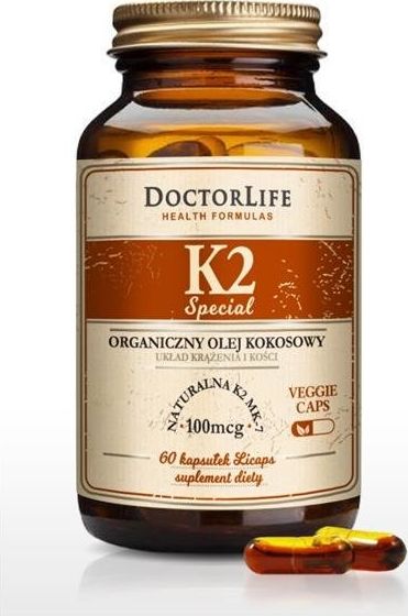 Doctor Life DOCTOR LIFE_K2 organiczny olej kokosowy naturalna K2 MK-7 suplement diety 60 kapsułek