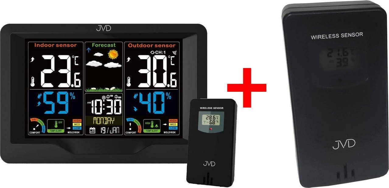 Stacja pogodowa JVD Stacja pogody JVD RB3383 oraz dodatkowa sonda SN3383 DCF77