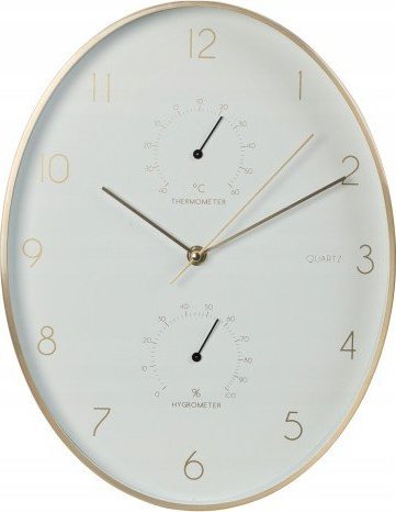 Koopman Zegar ścienny do salonu biały okrągły 34 cm