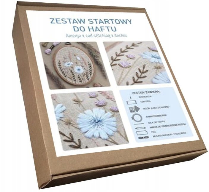 Zestaw Startowy do Nauki Haftowania - Łąka z Cykorią