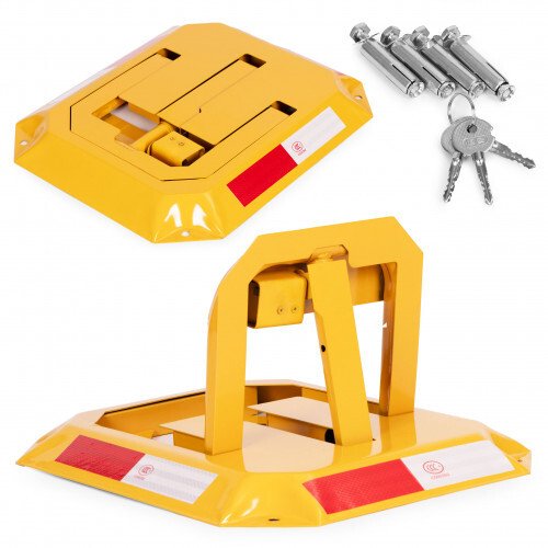 Blokada parkingowa żelazna, odblaskowa, 3 klucze