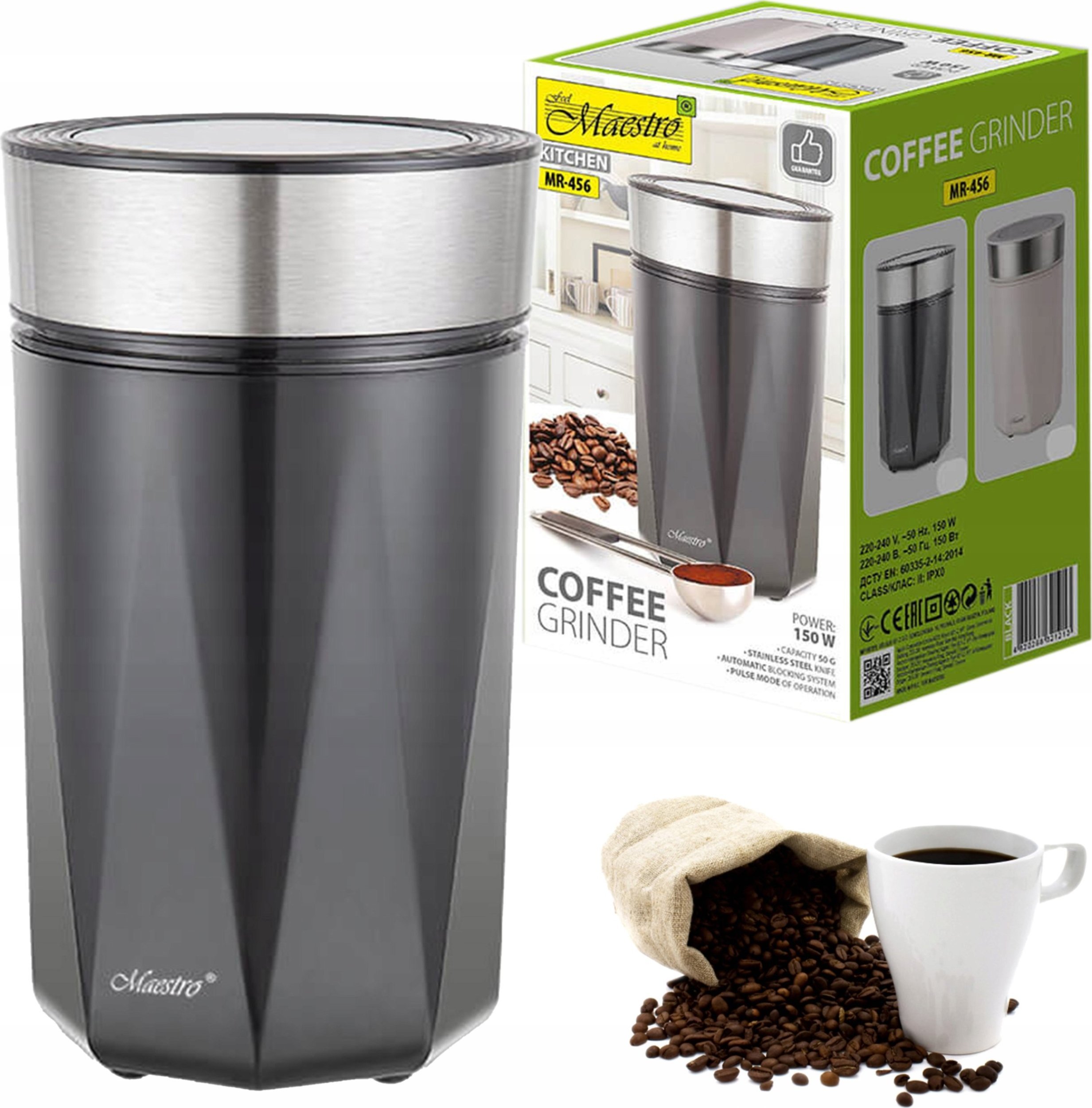 Młynek do kawy Maestro Młynek do kawy 50g 150W MR-456-BLACK
