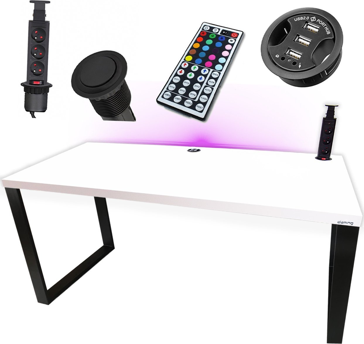 BIURKO GAMINGOWE 160x80 LOFTOWE LED PRZEPUST GNIAZDO PRODUCENT