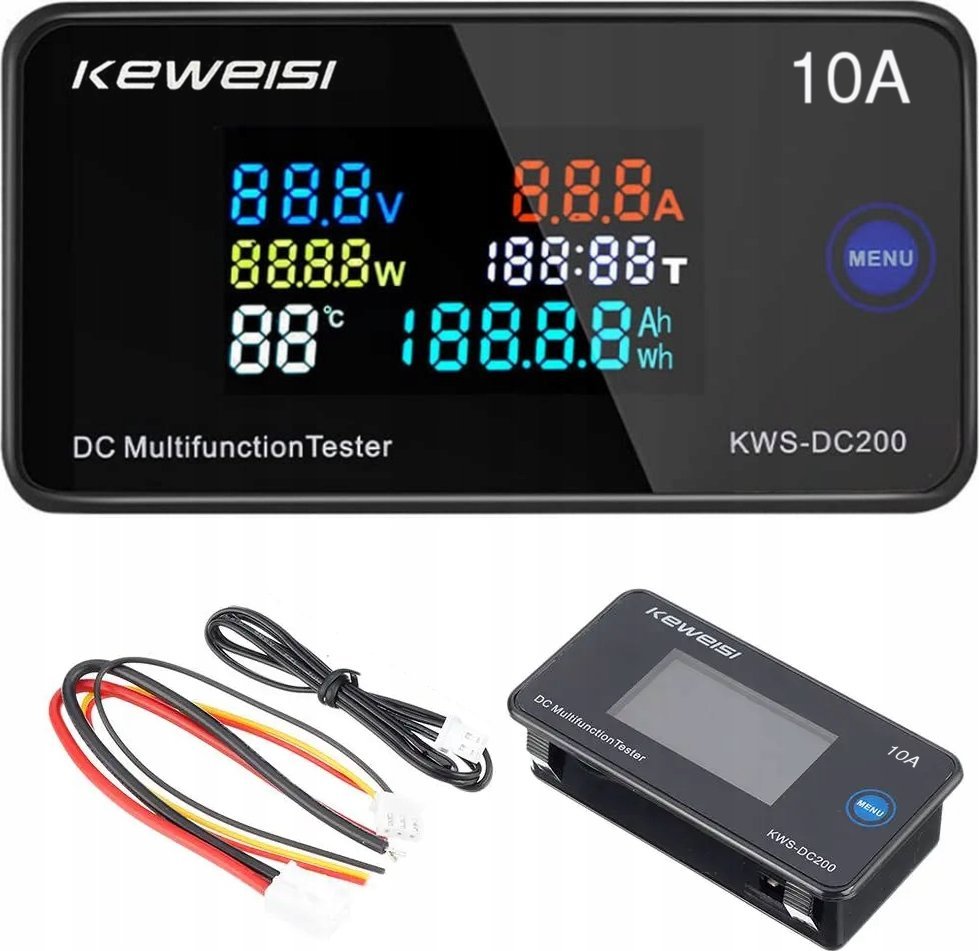 AMPEROMIERZ DC200V 10A WOLTOMIERZ Ah Wh TEMP. CZAS