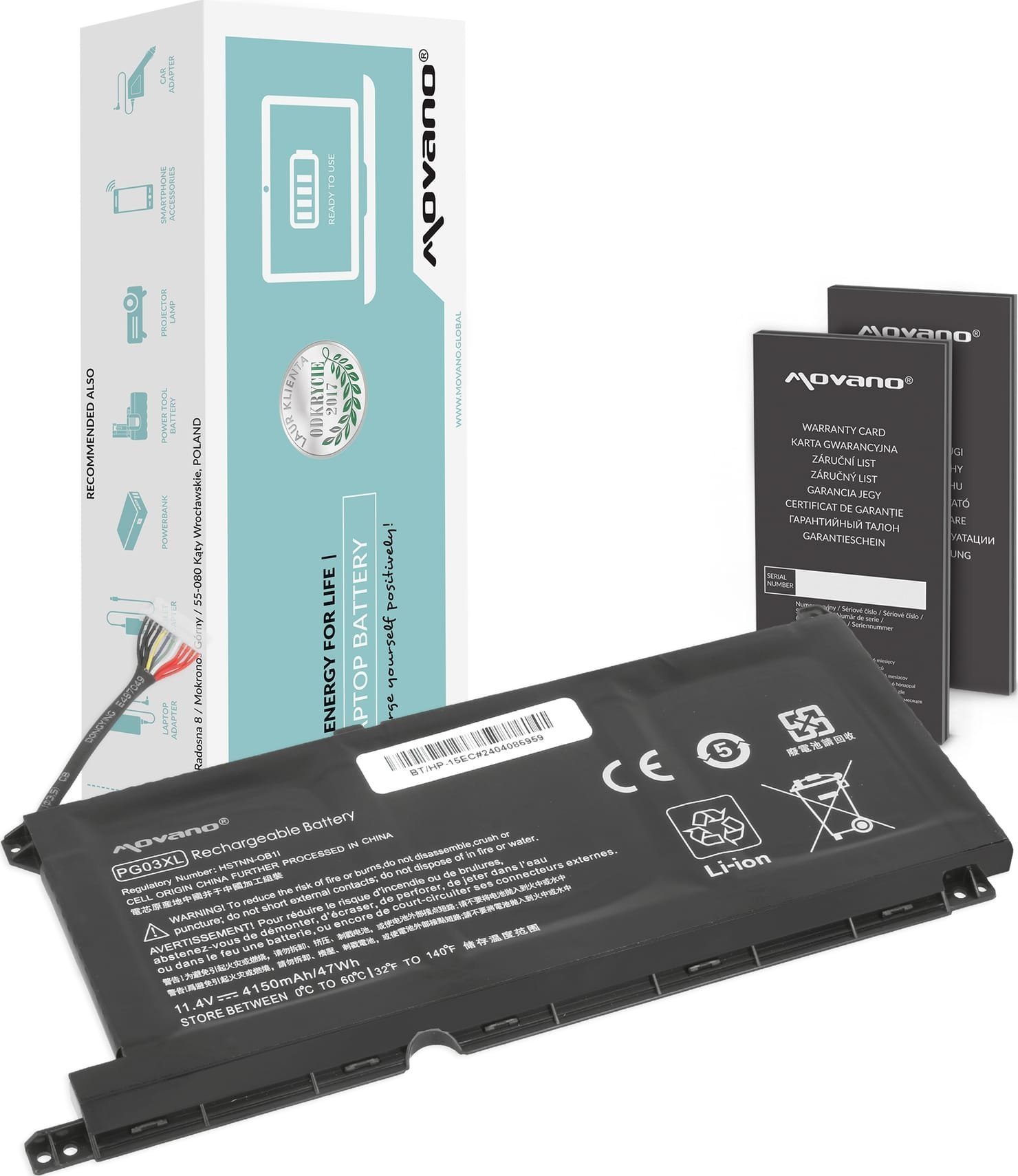 Bateria Movano Bateria do HP Pavilion Gaming 15-DK, 15-T, 16-A