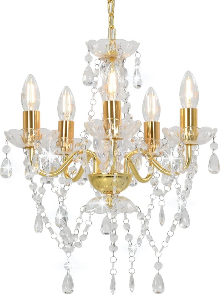 Lampa wisząca Lumes Złoty żyrandol kryształowy świecznik - EX96-Zoya