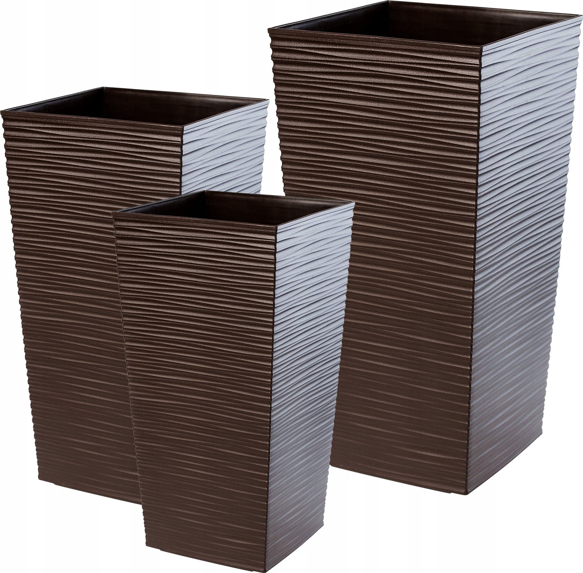 Kadax Zestaw 3x Doniczka Ogrodowa Donica Z Wkładem Mokka